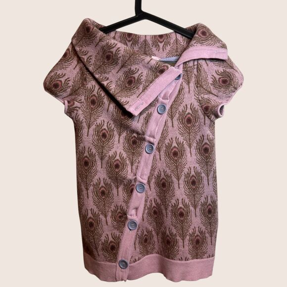 🪻 ANTHRO x MOTH FUNNELED FOLDS CARDIGAN SWEATER VEST PEACOCK ASYMMETRICAL SMALL - Picture 5 of 8